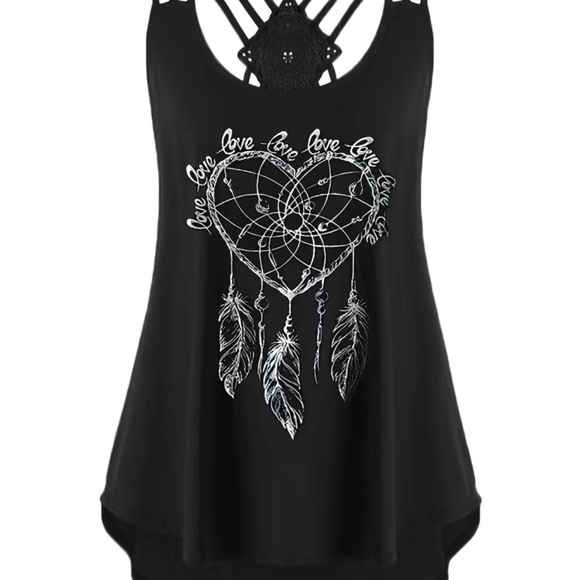 NWOT Black Plus Size Solid Contrast Lace Criss Cross Cami Top. Size 20 - Picture 3 of 9